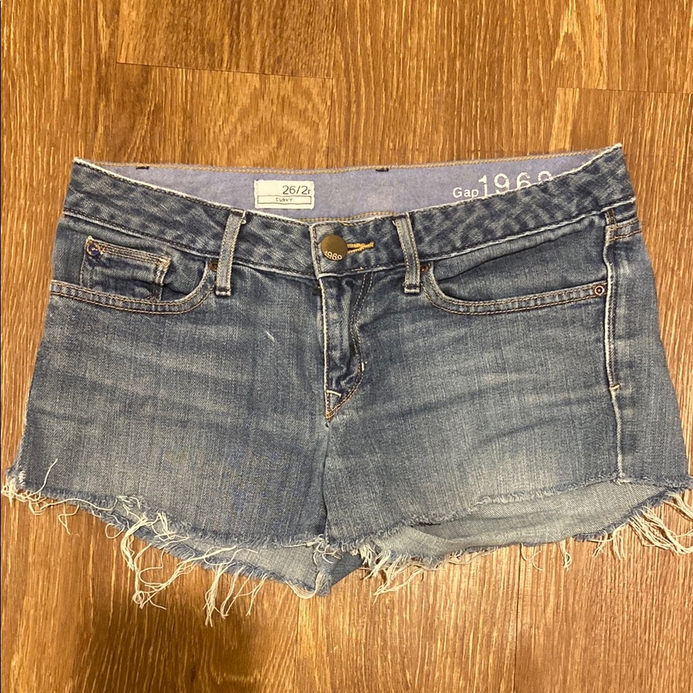 GAP Blue Jean Shorts Distressed Raw Hem